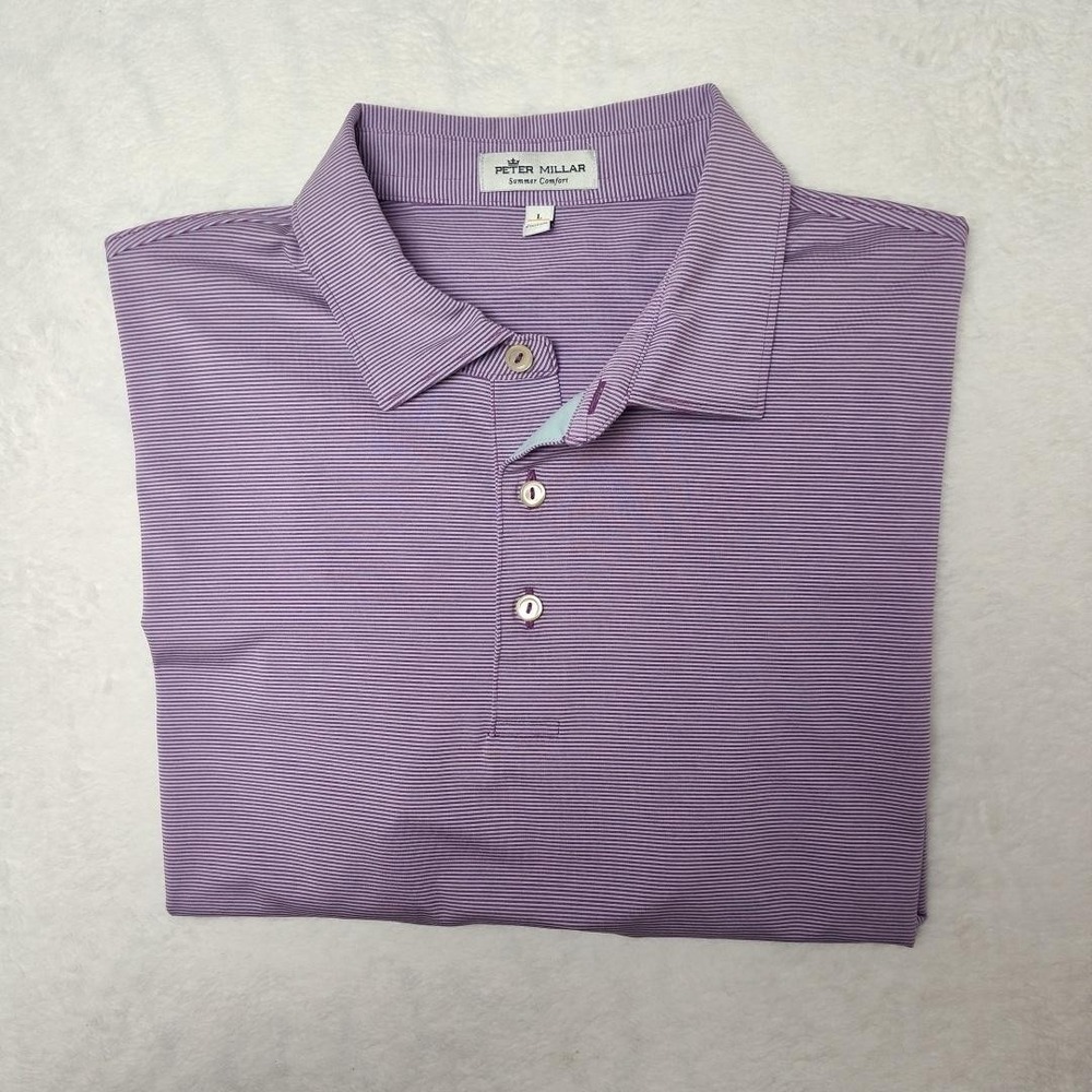 Peter Millar Lilac Striped Performance Polo